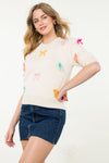 THML Cream Bow Tie short sleeve sweater