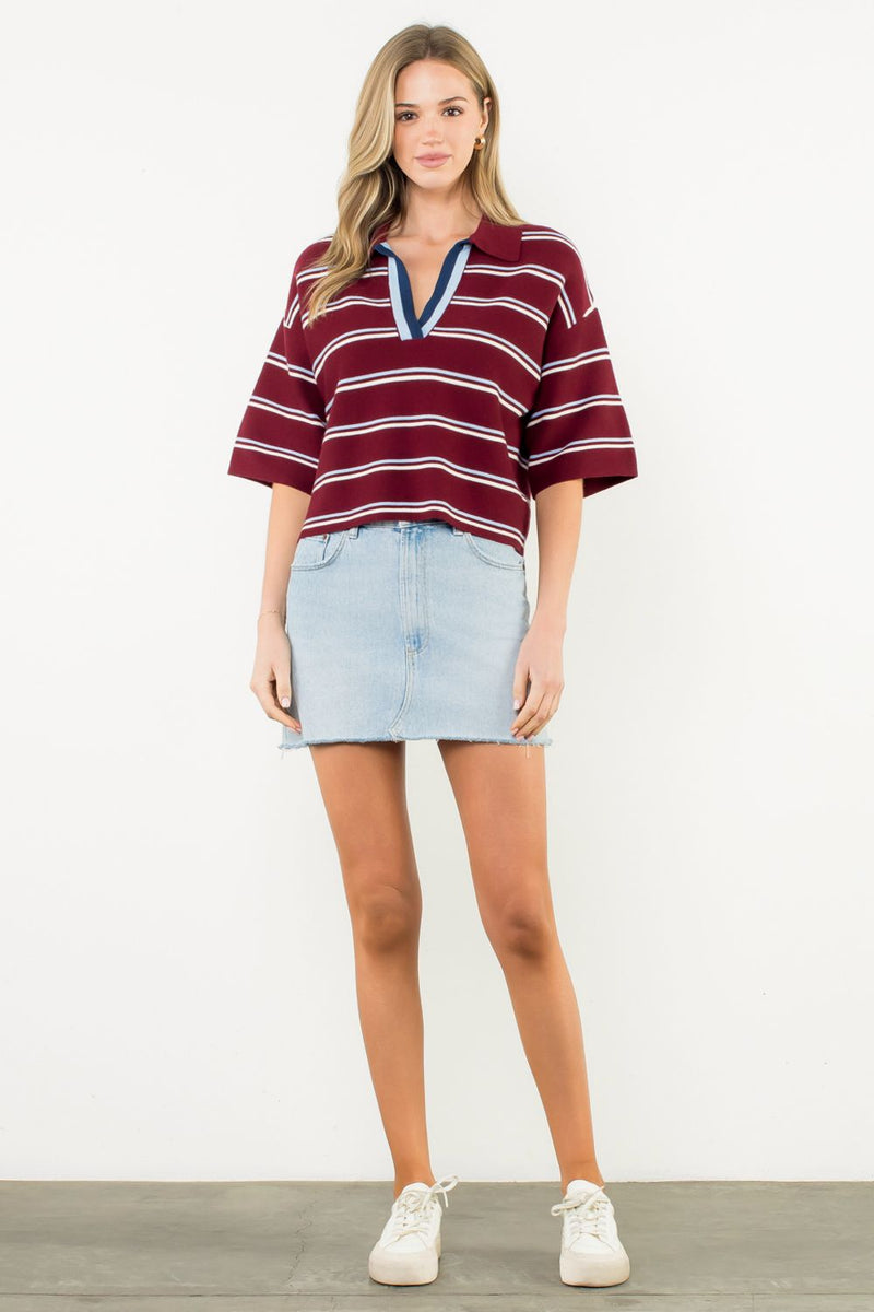 THML Vintage Stripe Pullover Top
