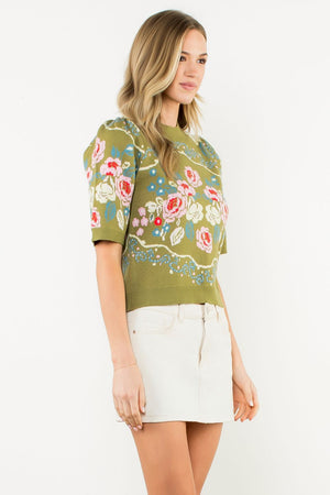 THML Fall Floral Knit Top