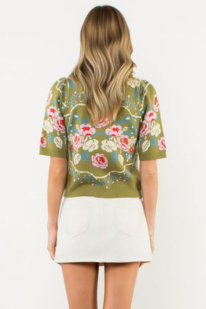 THML Fall Floral Knit Top