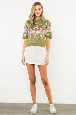 THML Fall Floral Knit Top