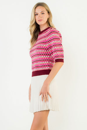 THML Burgundy Stripe Knit Top