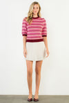 THML Burgundy Stripe Knit Top