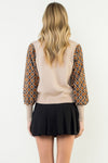 THML Mixed Media Long Sleeve Blouse