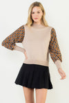 THML Mixed Media Long Sleeve Blouse