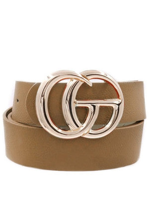 Faux leather belt with gold buckle