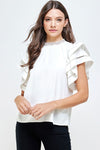 Double layer ruffle sleeve blouse