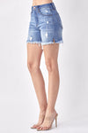 Light wash med length jean shorts