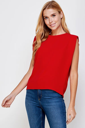 Crinkle blouse with padded shoulder