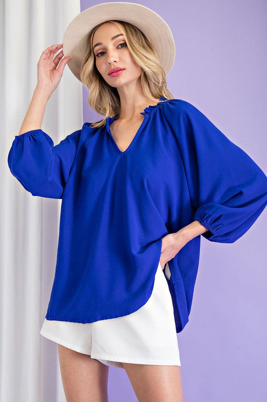 Ruffle puff sleeve blouse