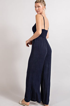 Mineral washed ruched jumpsuit