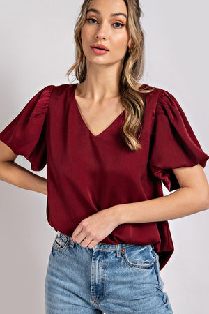 Smooth as silk puff sleeve blouse
