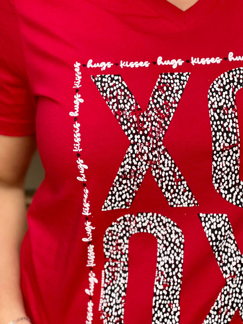 XOXO red CREW neck tee