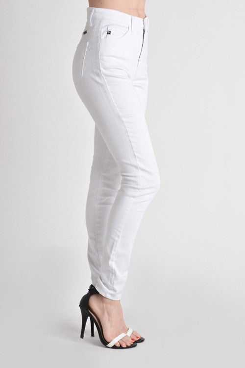 High rise nondistressed white jeans