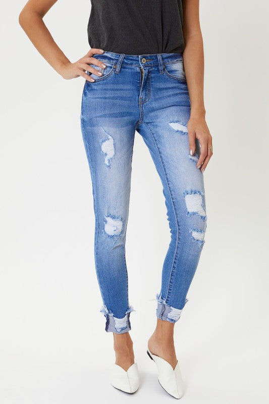 Mid rise light wash jeans