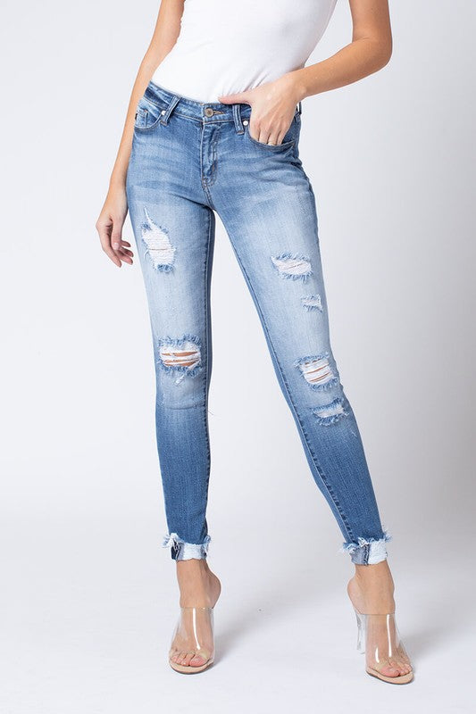 Light wash distressed jeans