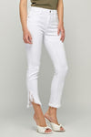 Hidden frayed hem white jeans