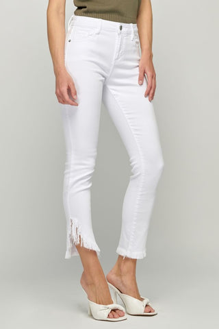 White Frayed Hem High Waist Jeans – SHOPMRENA
