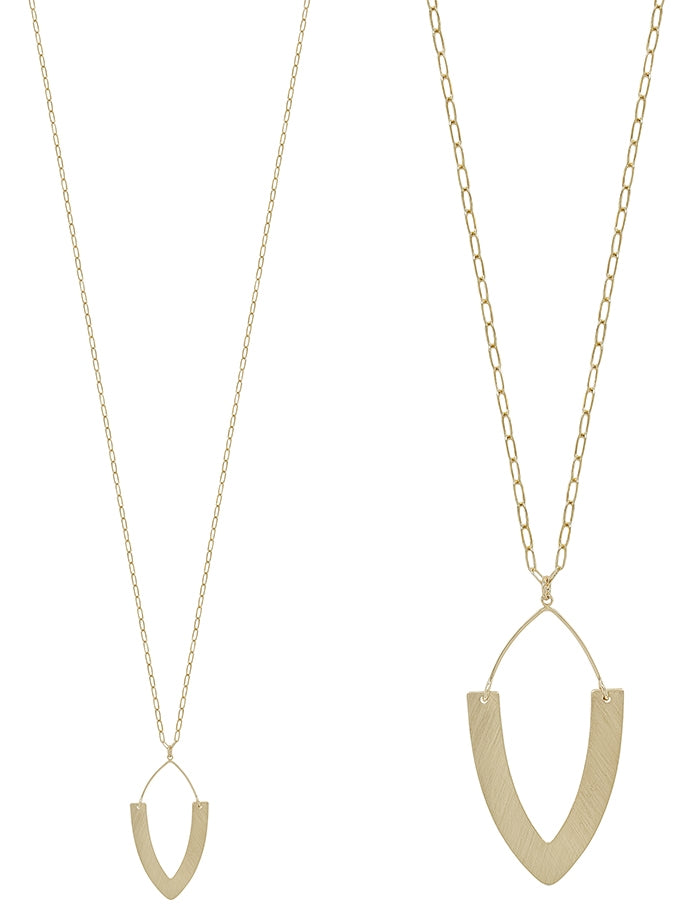Matte gold pointed teardrop necklace