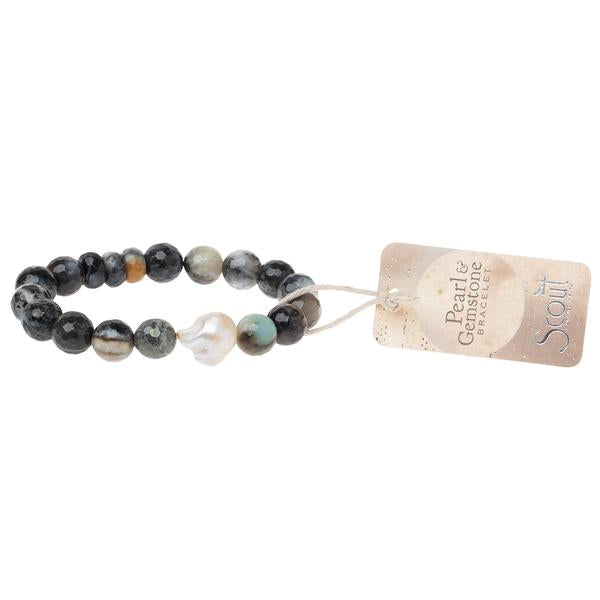 Pearl & Gemstone Bracelet - Black Agate