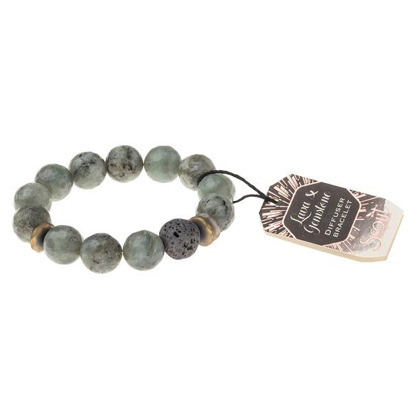 Lava & Gemstone Diffuser Bracelet - Labradorite